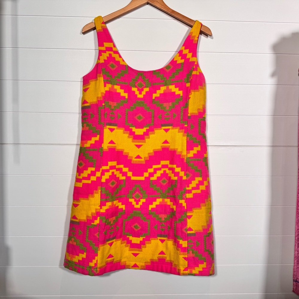 Judith March Aztec Tribal Print Sleeveless Shift Dress Size Large Colorful!